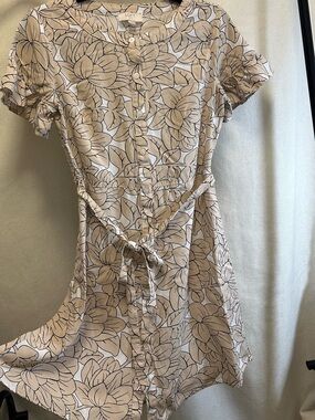 LOFT Outlet Lightweight Button-Front Dress with Tie Waist